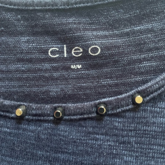 Cleo Blue & Black Heathered Light Knit Top Size Medium - Picture 7 of 13
